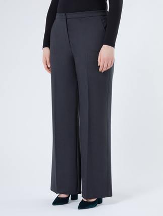 Wide-fit pure woollen cloth trousers - DARK GREY