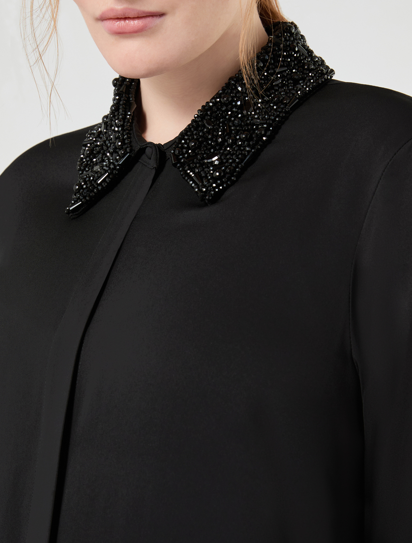 Lightweight cady tunic with embroidery - BLACK - Marina Rinaldi - 5