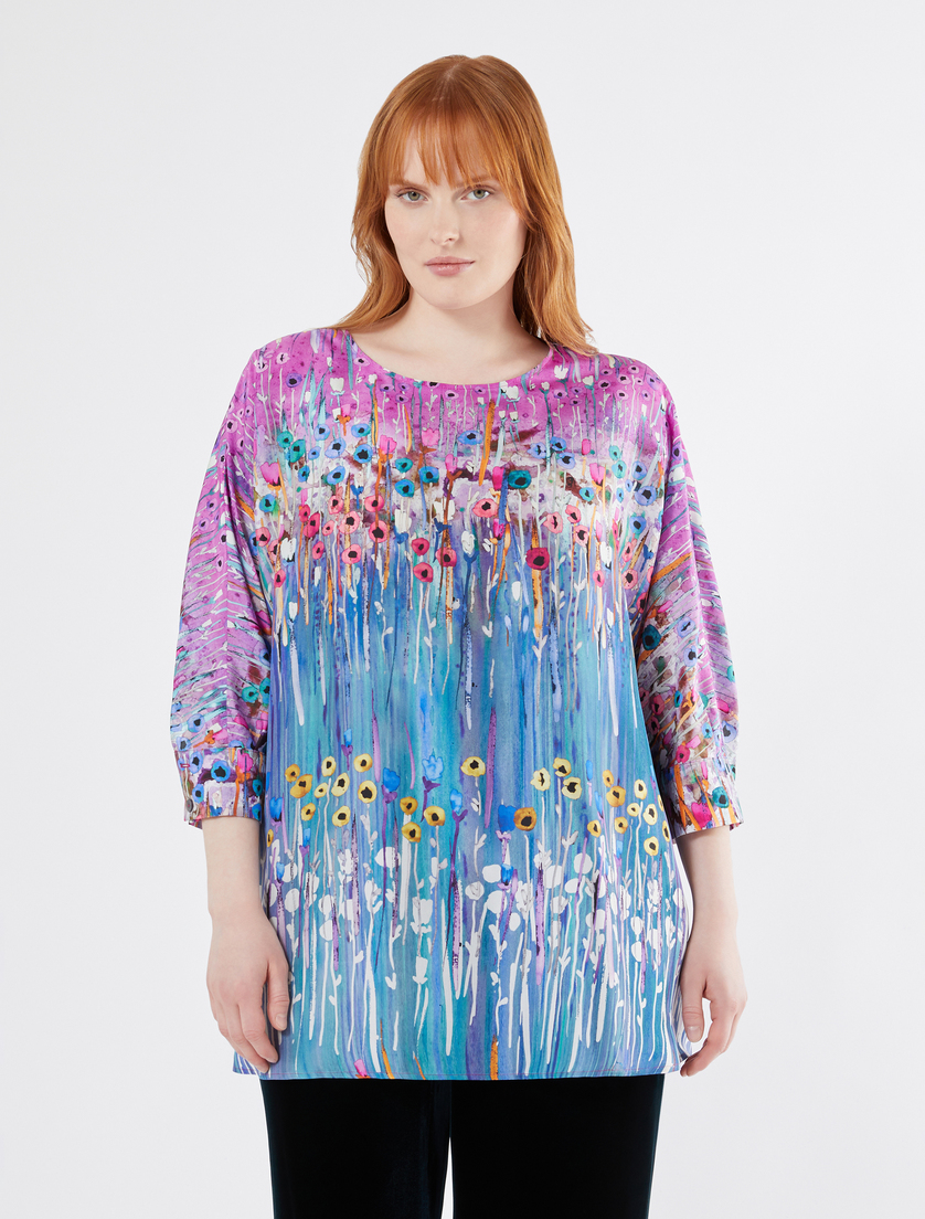 Silk Habotai blouse - BLUE PURPLE - Marina Rinaldi - 3 Silk Habotai blouse - BLUE PURPLE - Marina Rinaldi - 3
