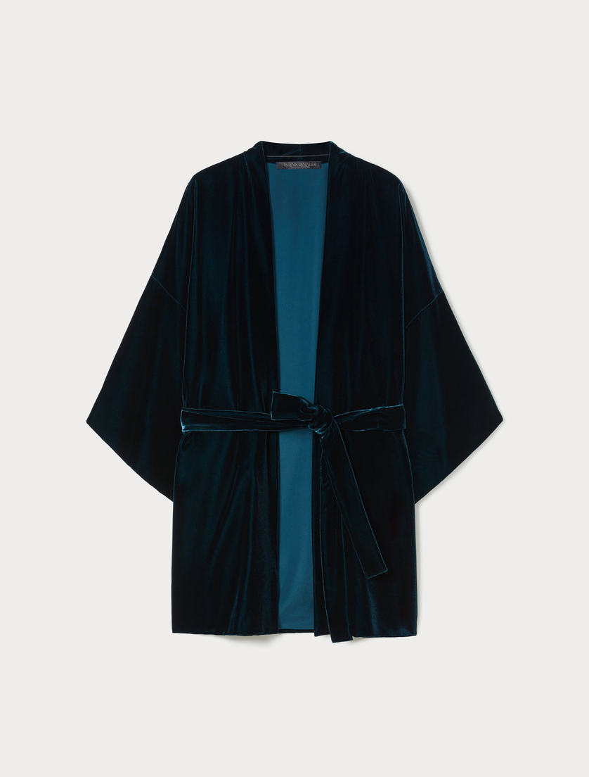 Velvet open-front tunic - OIL - Marina Rinaldi