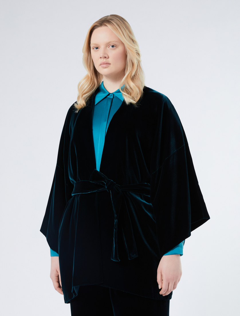 Velvet open-front tunic - OIL - Marina Rinaldi - 3