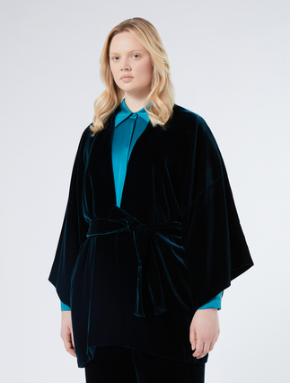 Velvet open-front tunic - OIL