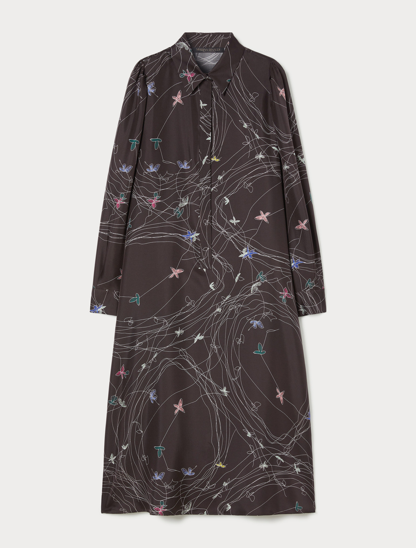 Silk twill dress - CHOCOLATE - Marina Rinaldi Silk twill dress - CHOCOLATE - Marina Rinaldi
