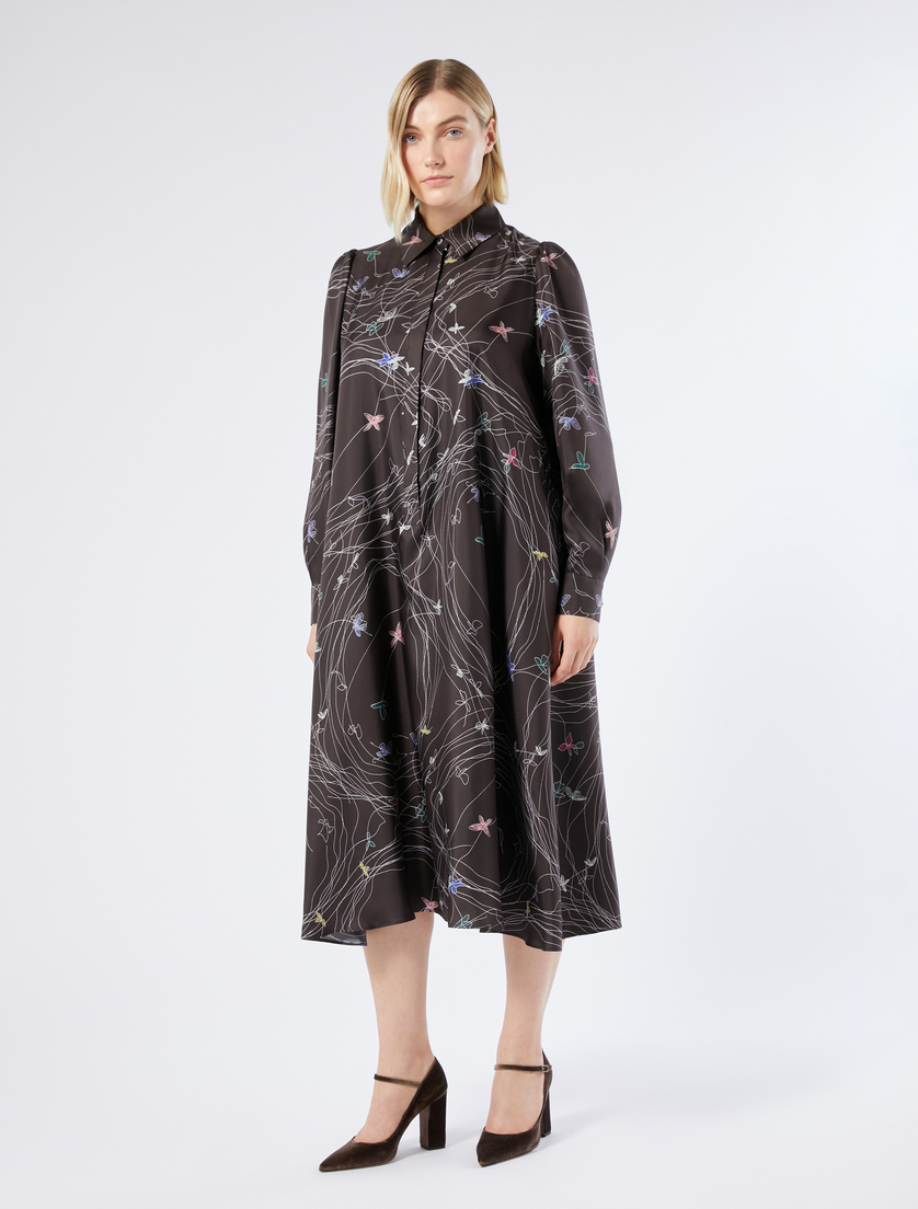 Silk twill dress - CHOCOLATE - Marina Rinaldi - 3 Silk twill dress - CHOCOLATE - Marina Rinaldi - 3