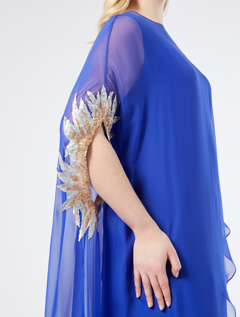 Pure silk chiffon dress - CORNFLOWER BLUE - Marina Rinaldi - 5 Pure silk chiffon dress - CORNFLOWER BLUE - Marina Rinaldi - 5