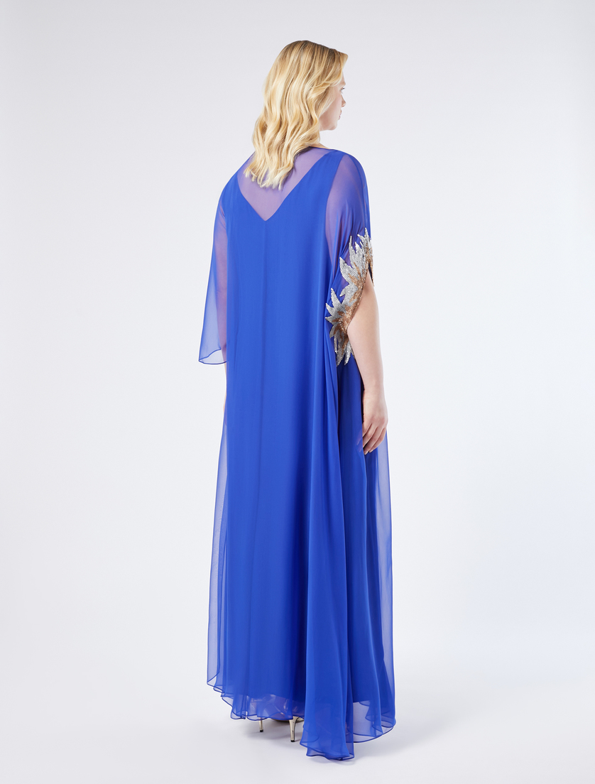 Pure silk chiffon dress - CORNFLOWER BLUE - Marina Rinaldi - 4 Pure silk chiffon dress - CORNFLOWER BLUE - Marina Rinaldi - 4