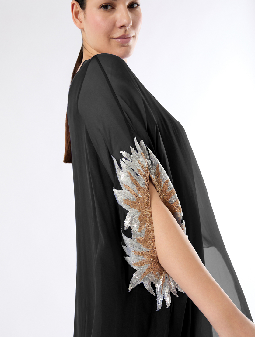 Pure silk chiffon dress - BLACK - Marina Rinaldi - 5 Pure silk chiffon dress - BLACK - Marina Rinaldi - 5