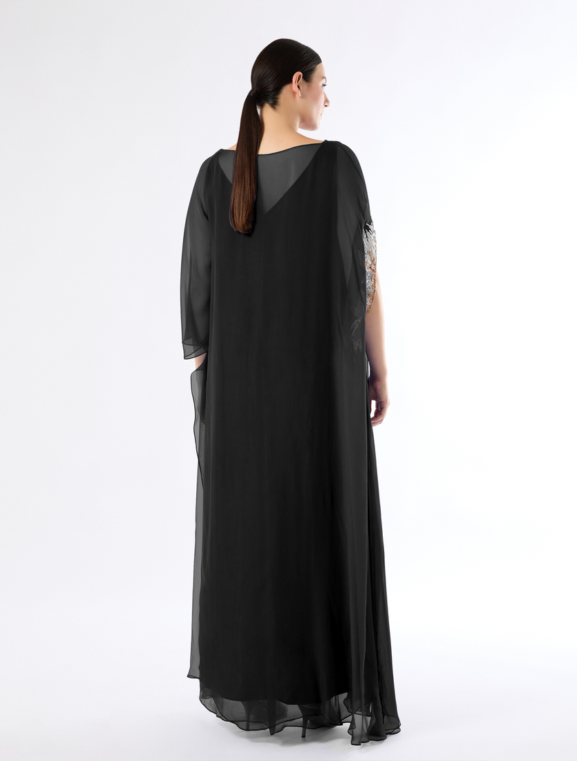 Pure silk chiffon dress - BLACK - Marina Rinaldi - 4 Pure silk chiffon dress - BLACK - Marina Rinaldi - 4