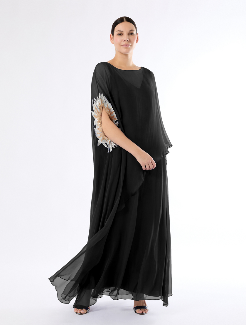 Pure silk chiffon dress - BLACK - Marina Rinaldi - 2 Pure silk chiffon dress - BLACK - Marina Rinaldi - 2