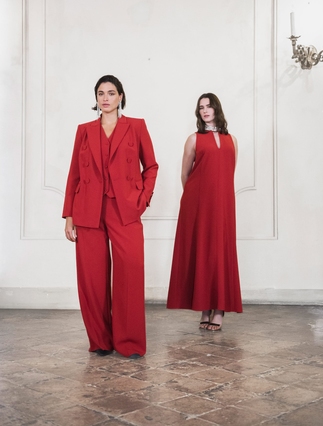 Cady dress with embroidery - RED