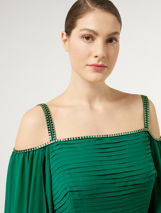 Long silk georgette dress - GREEN - Marina Rinaldi - 5