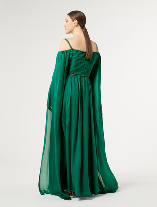Long silk georgette dress - GREEN - Marina Rinaldi - 4
