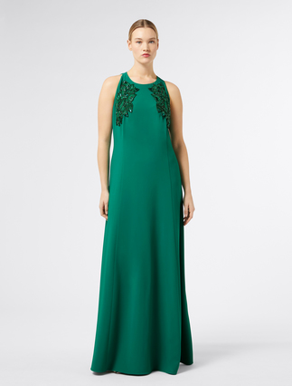 Long cady dress with embroidery - GREEN - Marina Rinaldi - 3