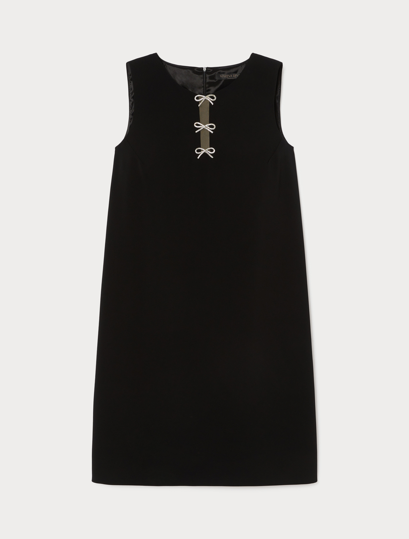 Long dress in cady with rhinestones - BLACK - Marina Rinaldi