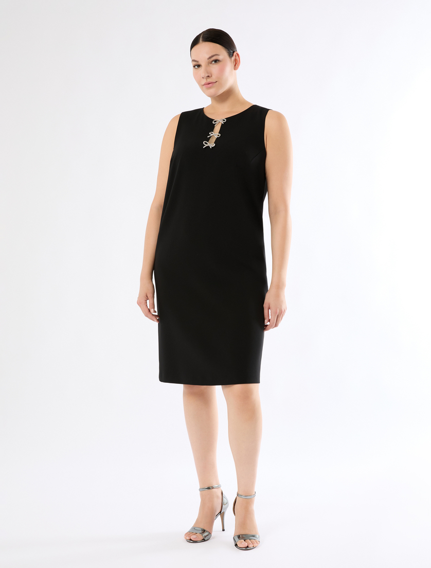 Long dress in cady with rhinestones - Marina Rinaldi