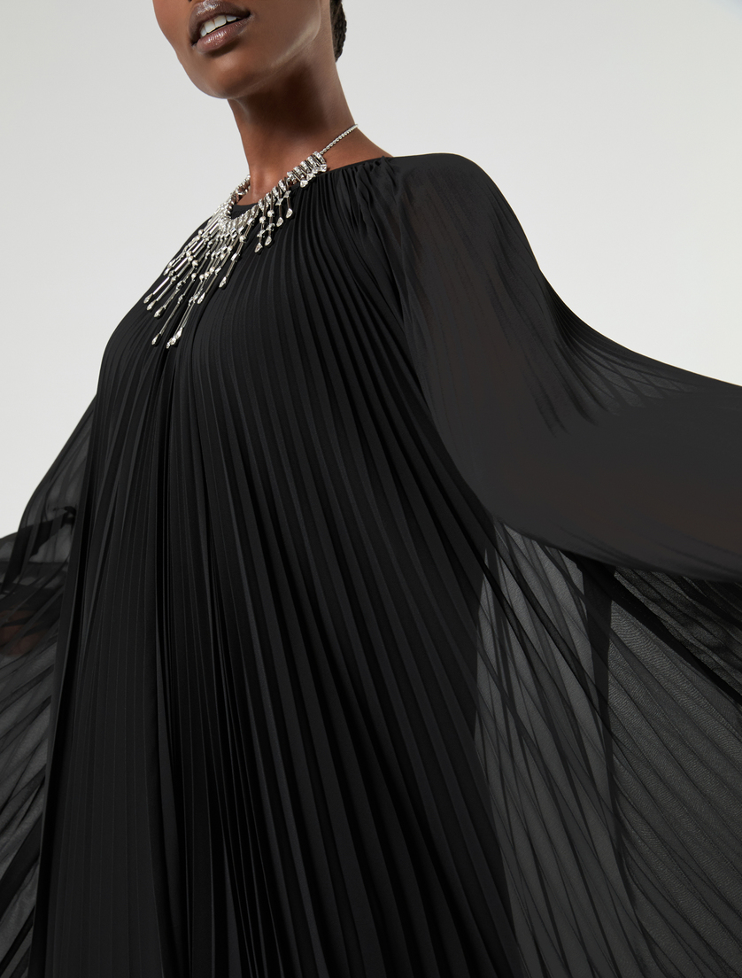 Pleated crêpe georgette dress - BLACK - Marina Rinaldi - 5