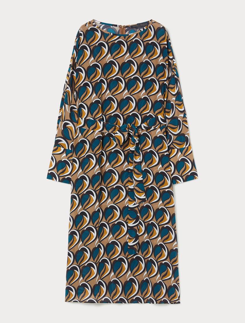 Crepe de chine dress - GOLDEN GREEN - Marina Rinaldi Crepe de chine dress - GOLDEN GREEN - Marina Rinaldi