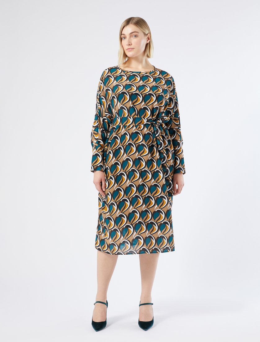 Crepe de chine dress - GOLDEN GREEN - Marina Rinaldi - 3 Crepe de chine dress - GOLDEN GREEN - Marina Rinaldi - 3