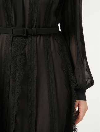 Silk georgette and lace dress - BLACK - Marina Rinaldi - 6