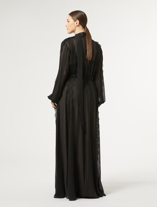 Silk georgette and lace dress - BLACK - Marina Rinaldi - 4