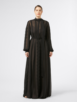 Silk georgette and lace dress - BLACK - Marina Rinaldi - 3