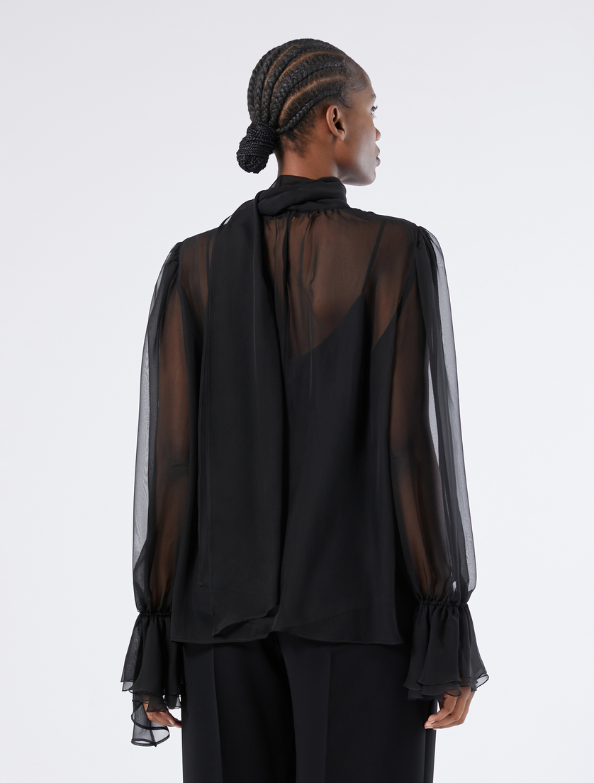 Silk chiffon blouse - BLACK - Marina Rinaldi - 4 Silk chiffon blouse - BLACK - Marina Rinaldi - 4