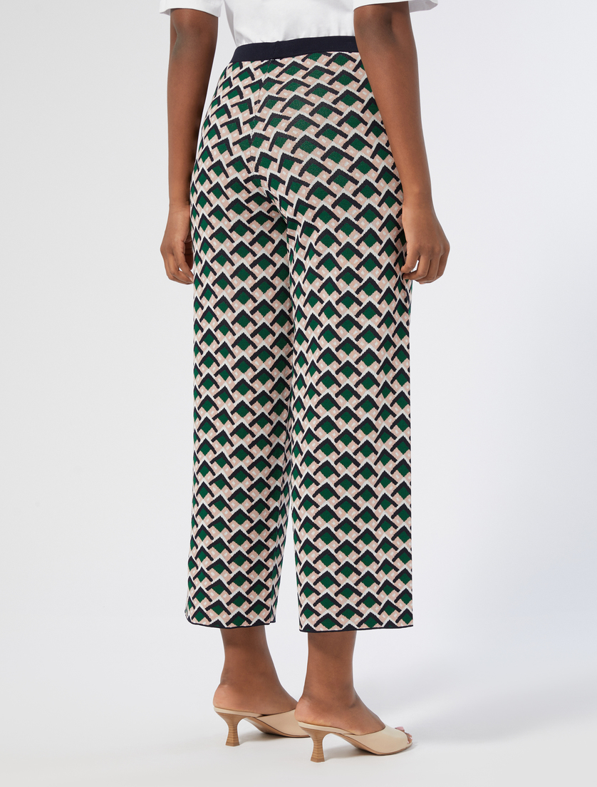 Jacquard knit fabric trousers - GREEN - Marina Rinaldi - 4