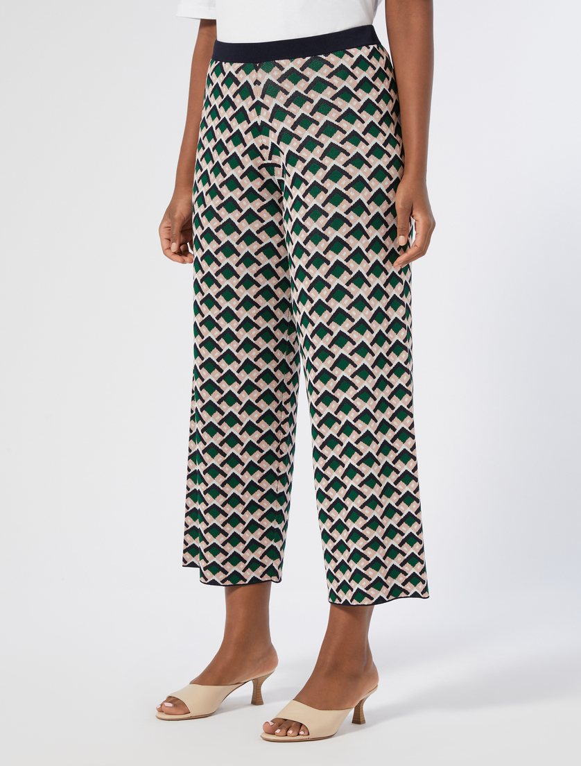 Jacquard knit fabric trousers - GREEN - Marina Rinaldi - 3