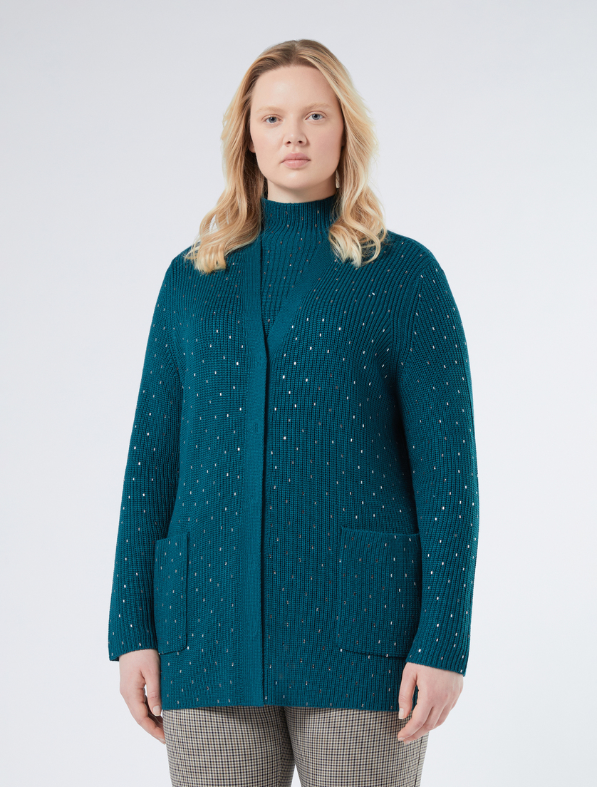 Cardigan aus Wollmischung mit Strass - PETROL - Marina Rinaldi - 3 Cardigan aus Wollmischung mit Strass - PETROL - Marina Rinaldi - 3