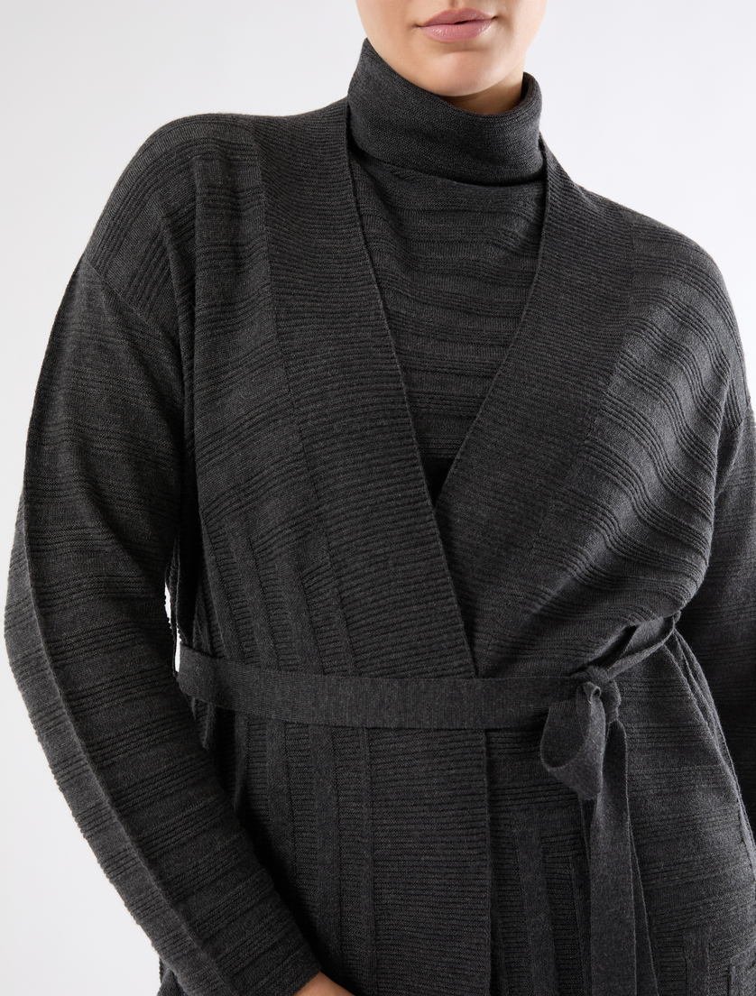 Pure wool cardigan - DARK GREY - Marina Rinaldi - 5