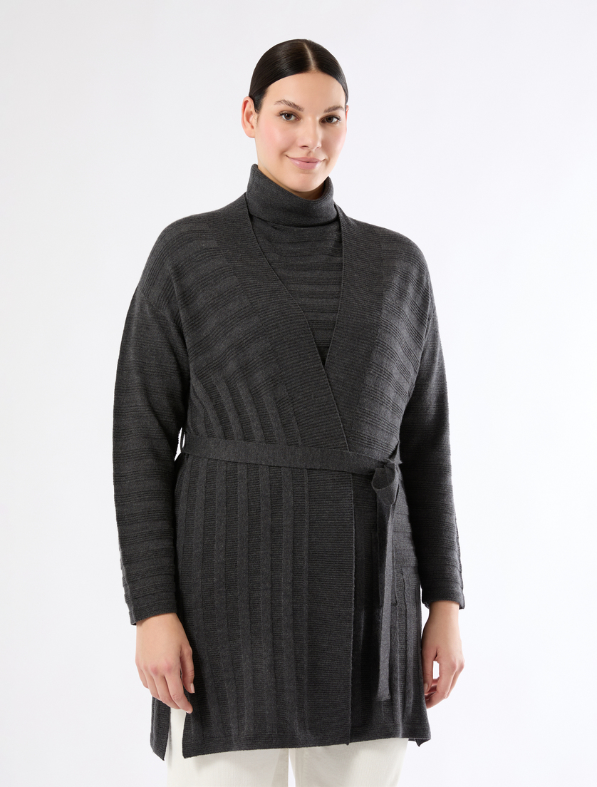 Pure wool cardigan - DARK GREY - Marina Rinaldi - 3