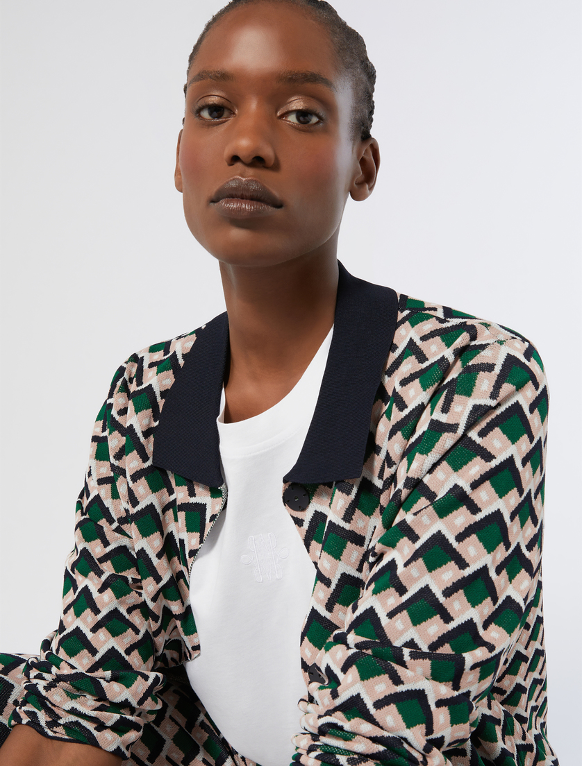 Long jacquard cardigan - GREEN - Marina Rinaldi - 4 Long jacquard cardigan - GREEN - Marina Rinaldi - 4