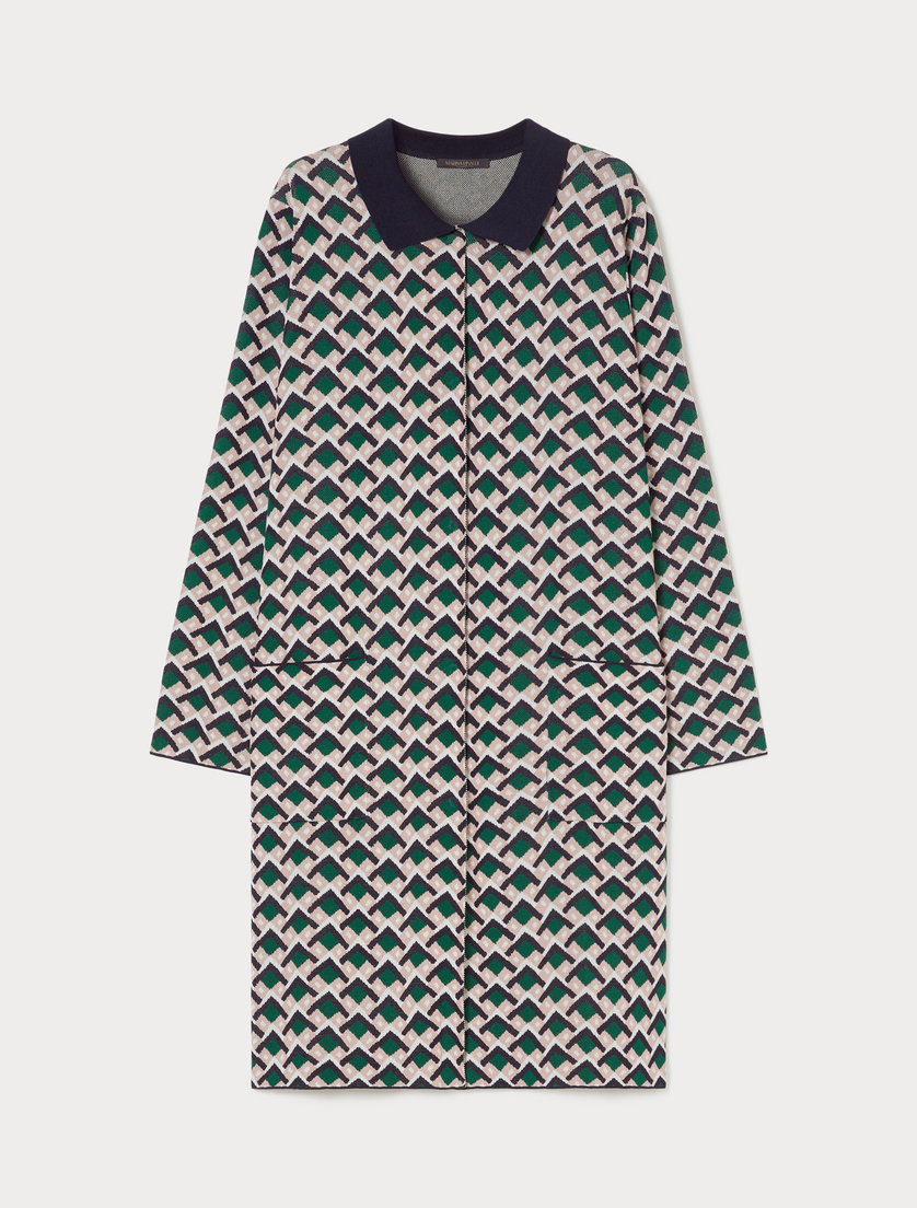 Long jacquard cardigan - GREEN - Marina Rinaldi Long jacquard cardigan - GREEN - Marina Rinaldi