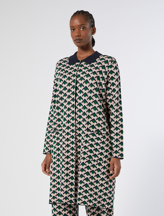 Long jacquard cardigan - GREEN
