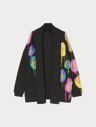 Inlay-detail wool cardigan - Marina Rinaldi