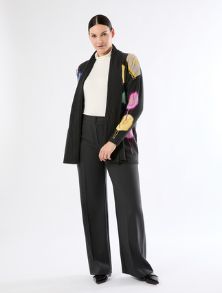Inlay-detail wool cardigan - Marina Rinaldi