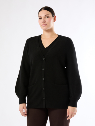 Pure cashmere cardigan - BLACK
