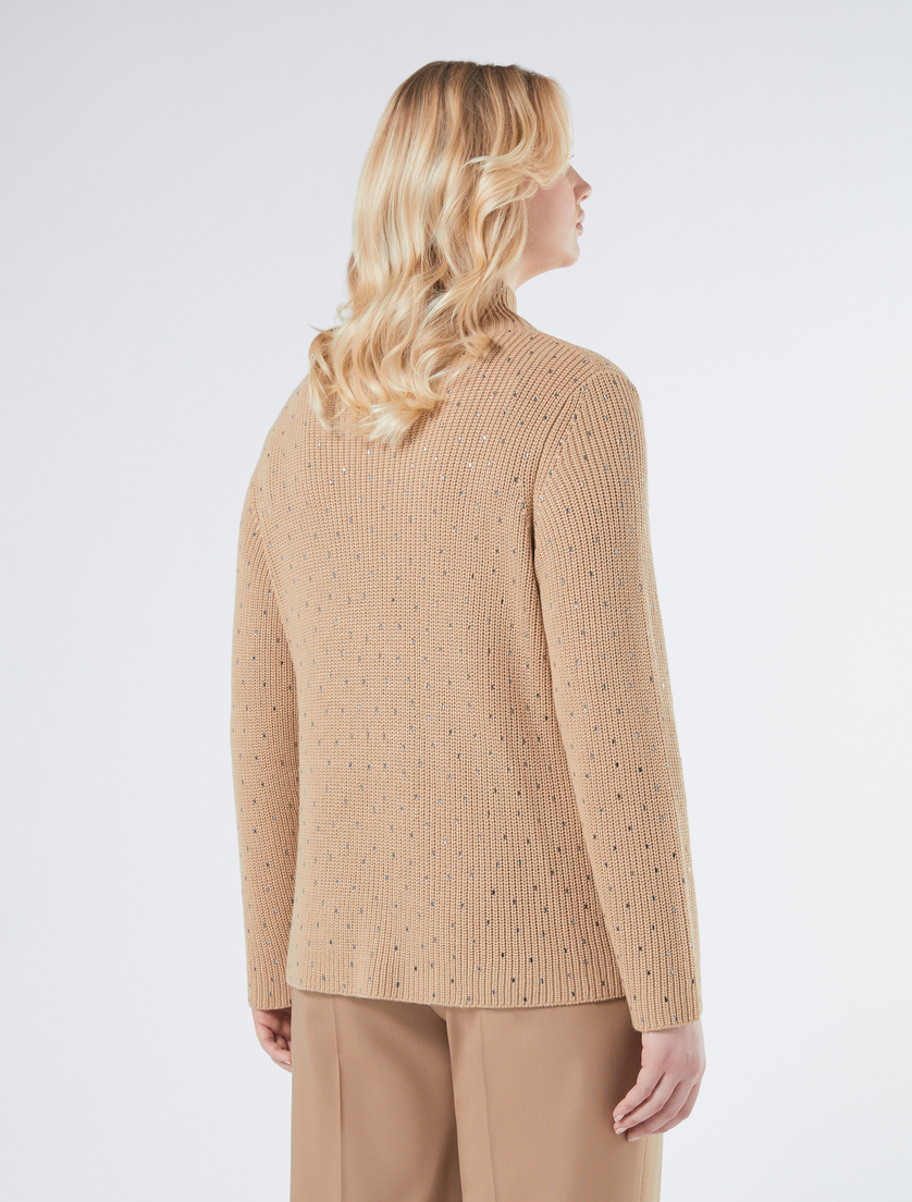 Rhinestone-adorned wool-blend sweater - CAMEL - Marina Rinaldi - 4 Rhinestone-adorned wool-blend sweater - CAMEL - Marina Rinaldi - 4