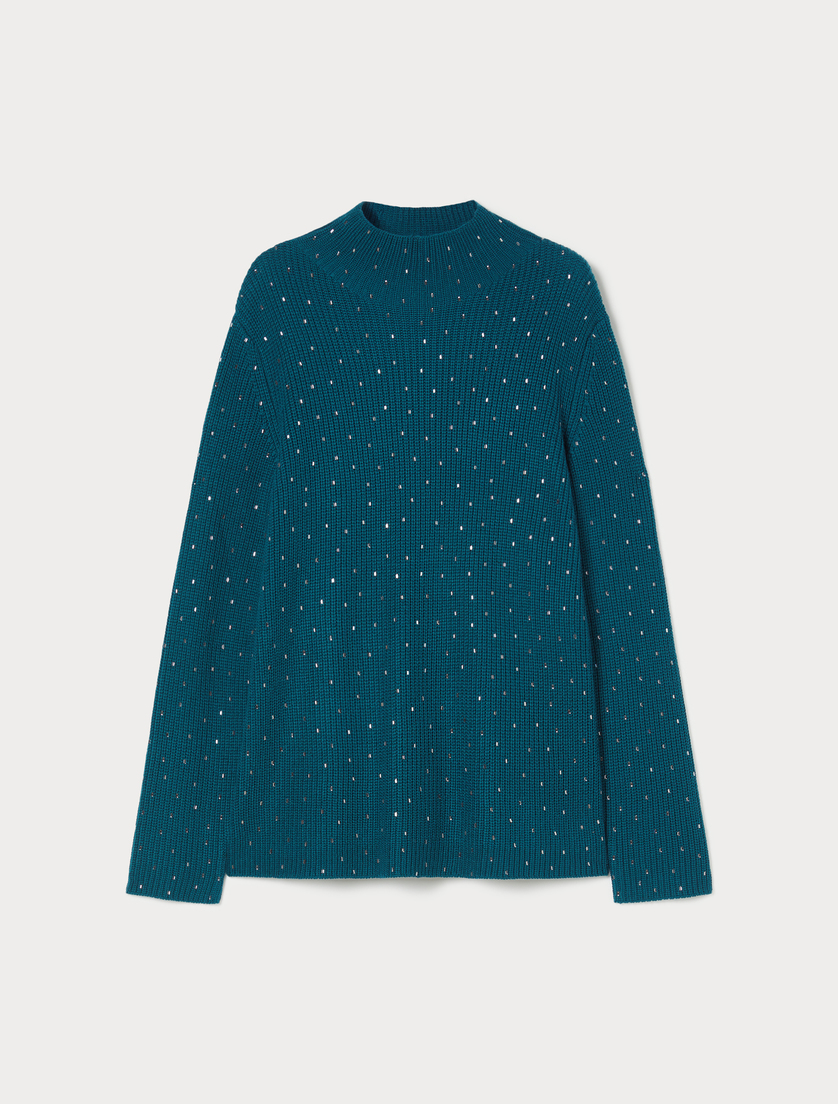 Pullover aus Wollmischung mit Strass - PETROL - Marina Rinaldi Pullover aus Wollmischung mit Strass - PETROL - Marina Rinaldi