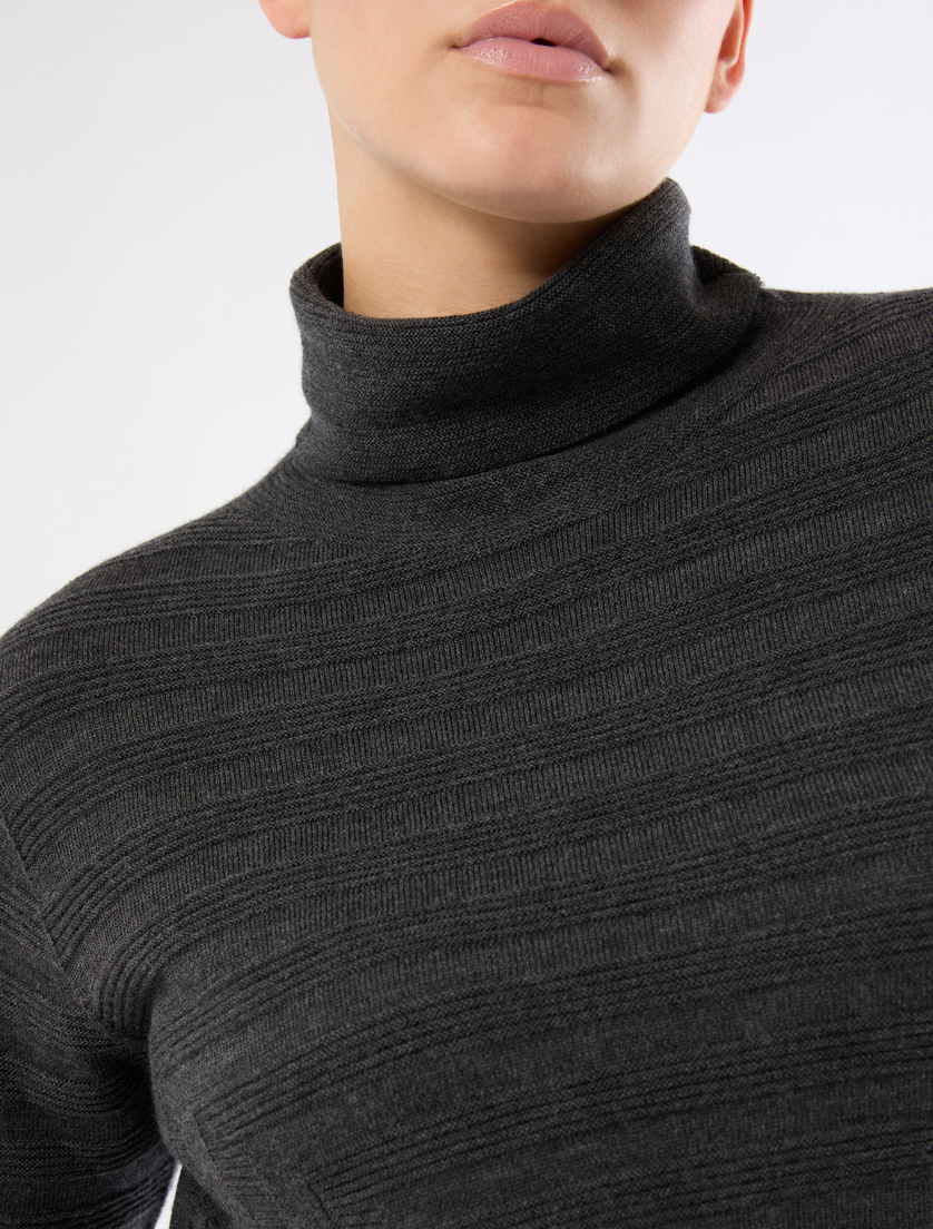 Pure wool polo-neck sweater - DARK GREY - Marina Rinaldi - 5