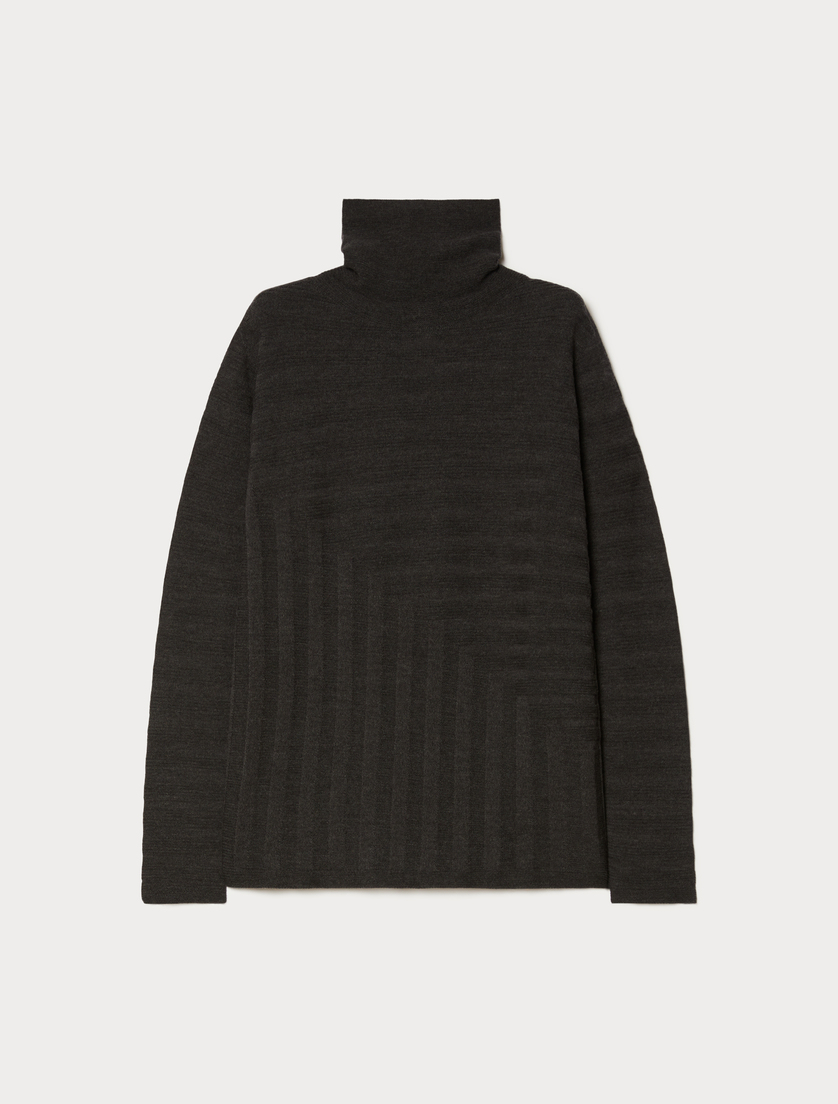 Pure wool polo-neck sweater - DARK GREY - Marina Rinaldi