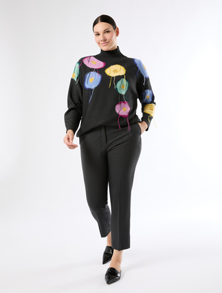 Oversized wool sweater with inlay detail - Marina Rinaldi