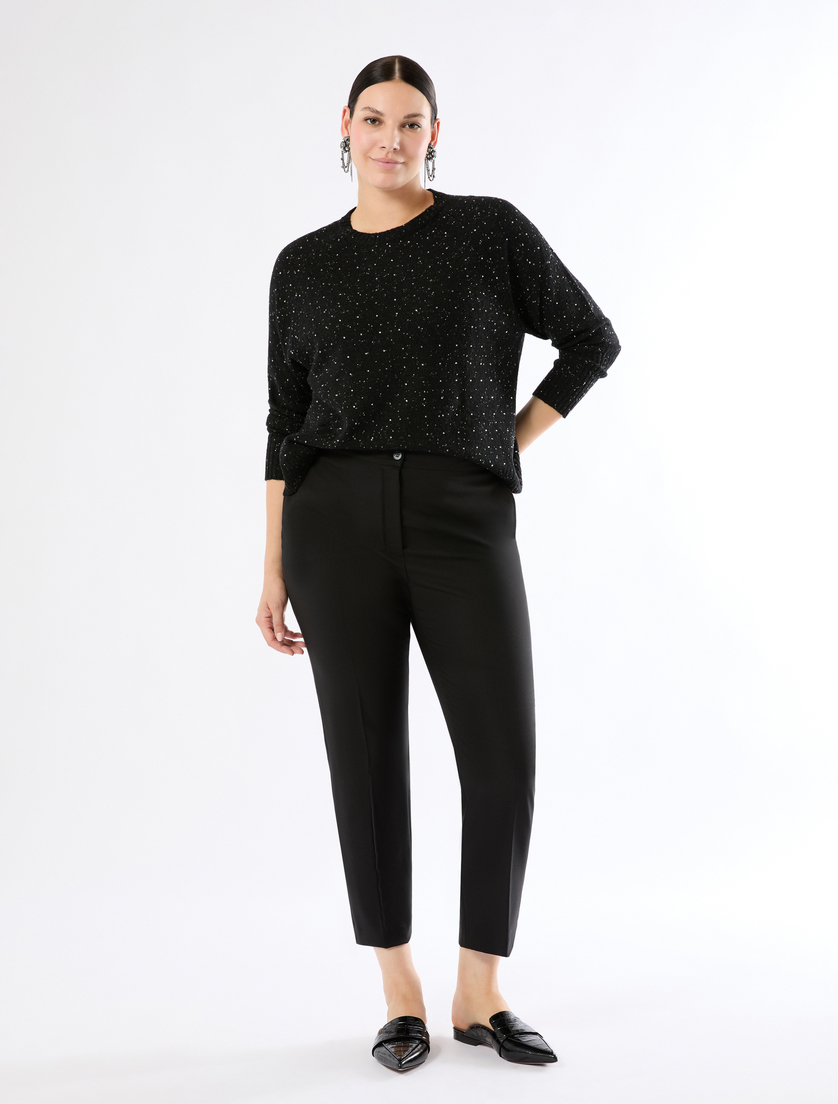 Boxy-fit rhinestone sweater - BLACK - Marina Rinaldi - 2