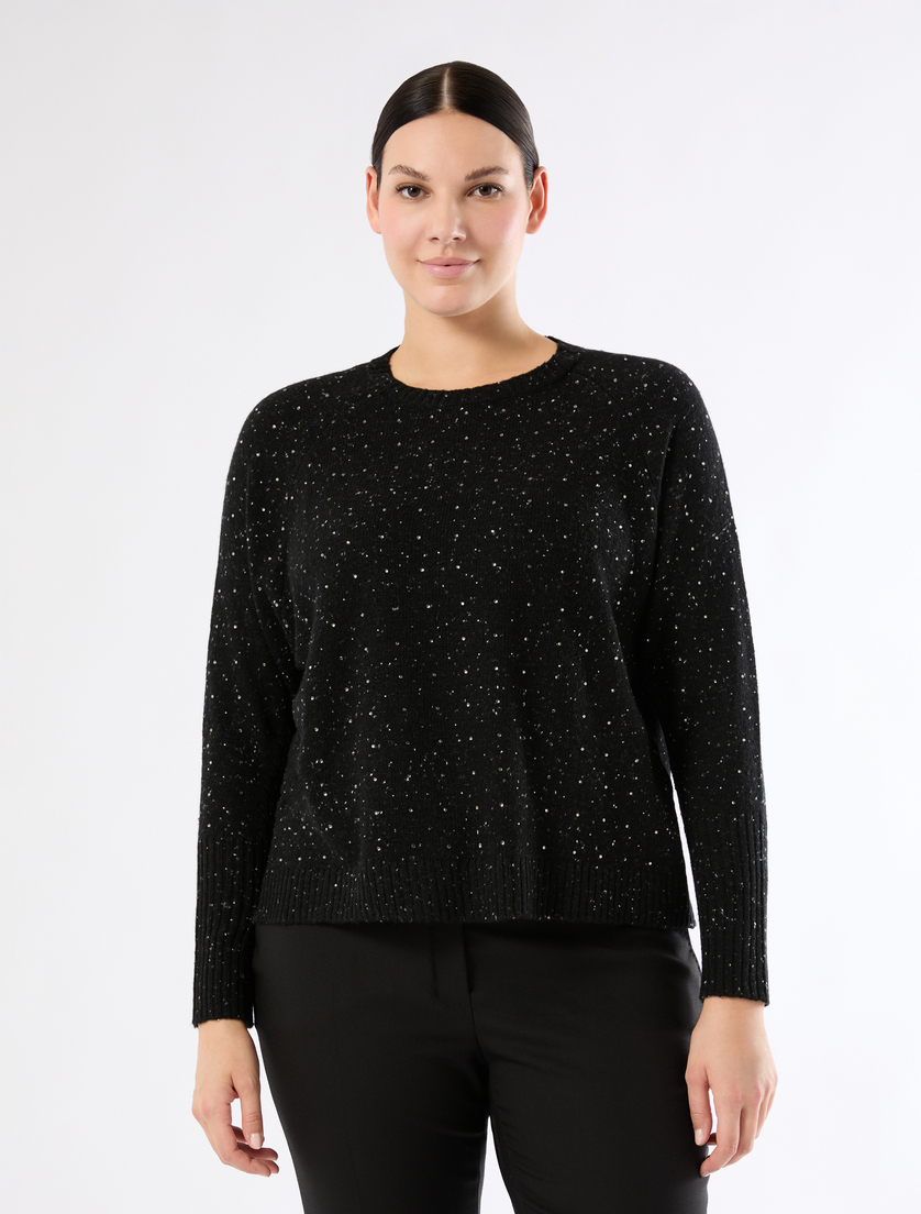 Boxy-fit rhinestone sweater - BLACK - Marina Rinaldi - 3