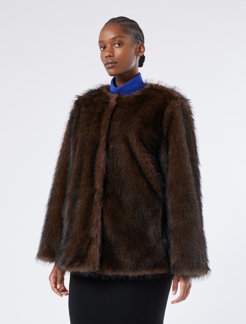 Jacket in fluffy fabric - CHOCOLATE - Marina Rinaldi - 3 Jacket in fluffy fabric - CHOCOLATE - Marina Rinaldi - 3