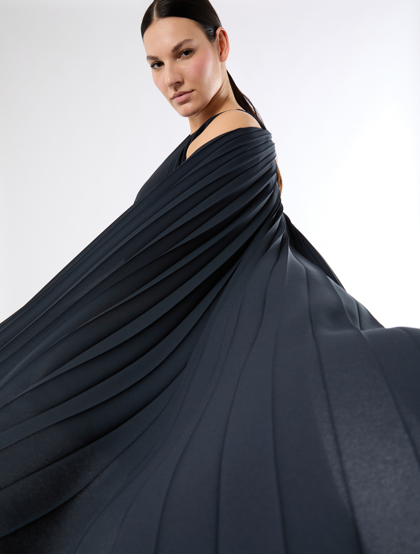 Pleated crepe stole - MIDNIGHTBLUE - Marina Rinaldi - 3 Pleated crepe stole - MIDNIGHTBLUE - Marina Rinaldi - 3
