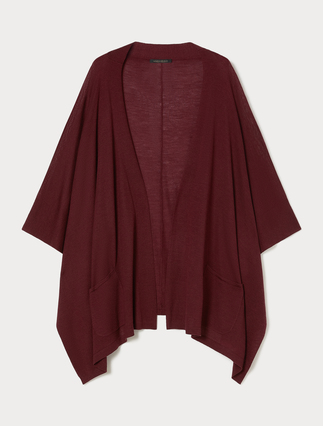 Wool and silk poncho - BORDEAUX
