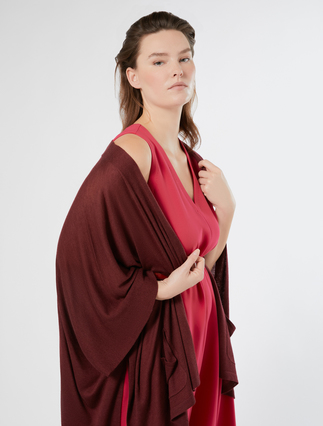 Wool and silk poncho - BORDEAUX