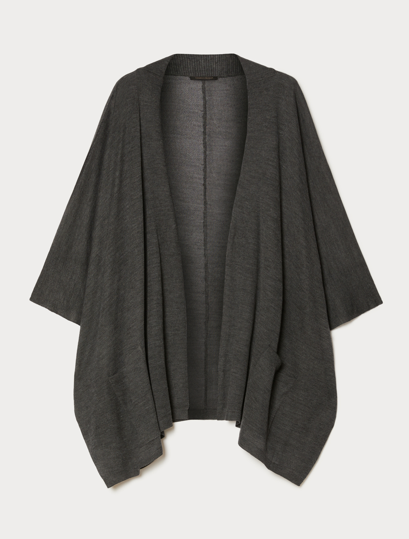 Poncho en laine et soie - GRIS FONCE - Marina Rinaldi Poncho en laine et soie - GRIS FONCE - Marina Rinaldi