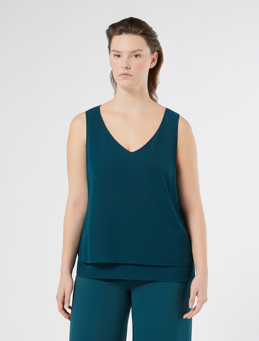 Top in crêpe georgette - VERDE SMERALDO - Marina Rinaldi - 3 - Marina Rinaldi